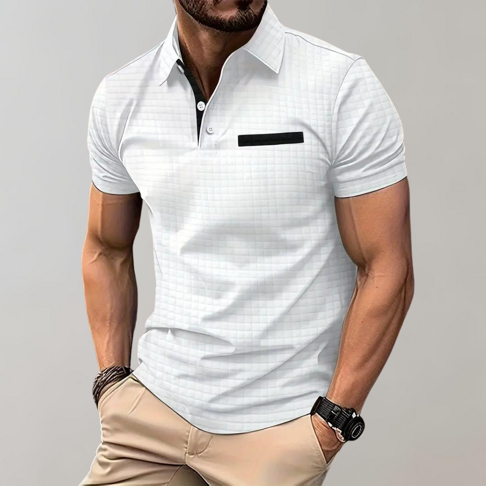 Herren Polo Shirt Weiß Größe M Baumwolle-4