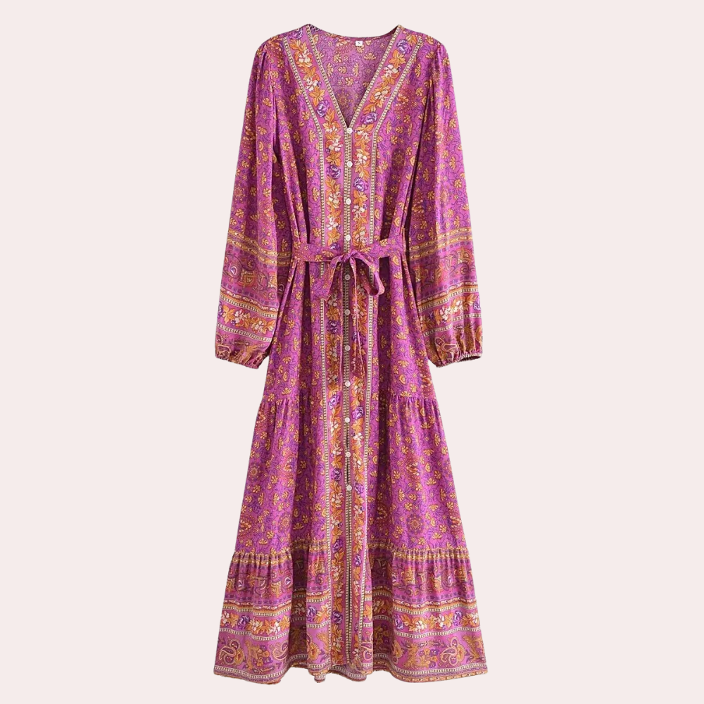 Variant image for Elvira - Langes Damenkleid Mit Einzigartigen Blumenmustern Für Festliche Anlässe-4