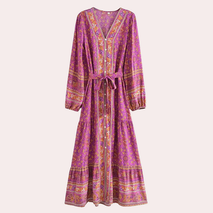 Variant image for Elvira - Langes Damenkleid Mit Einzigartigen Blumenmustern Für Festliche Anlässe-4