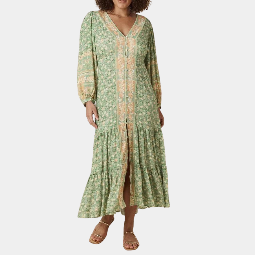 Elvira - Langes Damenkleid Mit Einzigartigen Blumenmustern Für Festliche Anlässe-2