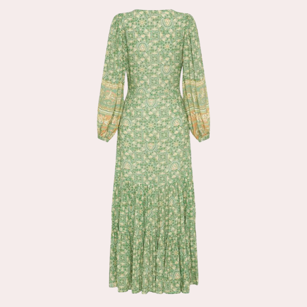 Elvira - Langes Damenkleid Mit Einzigartigen Blumenmustern Für Festliche Anlässe-4