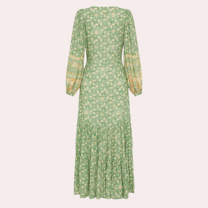 Elvira - Langes Damenkleid Mit Einzigartigen Blumenmustern Für Festliche Anlässe-4