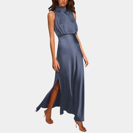 Elegantes Maxikleid Damen Mit Split Für Frühling & Sommer - Lange Kleider-1