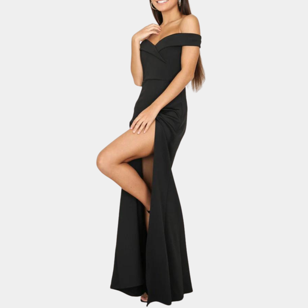 Variant image for Elegantes Off-Shoulder Sommerkleid Damen Lang mit Seitenschlitz für besondere Anlässe-1