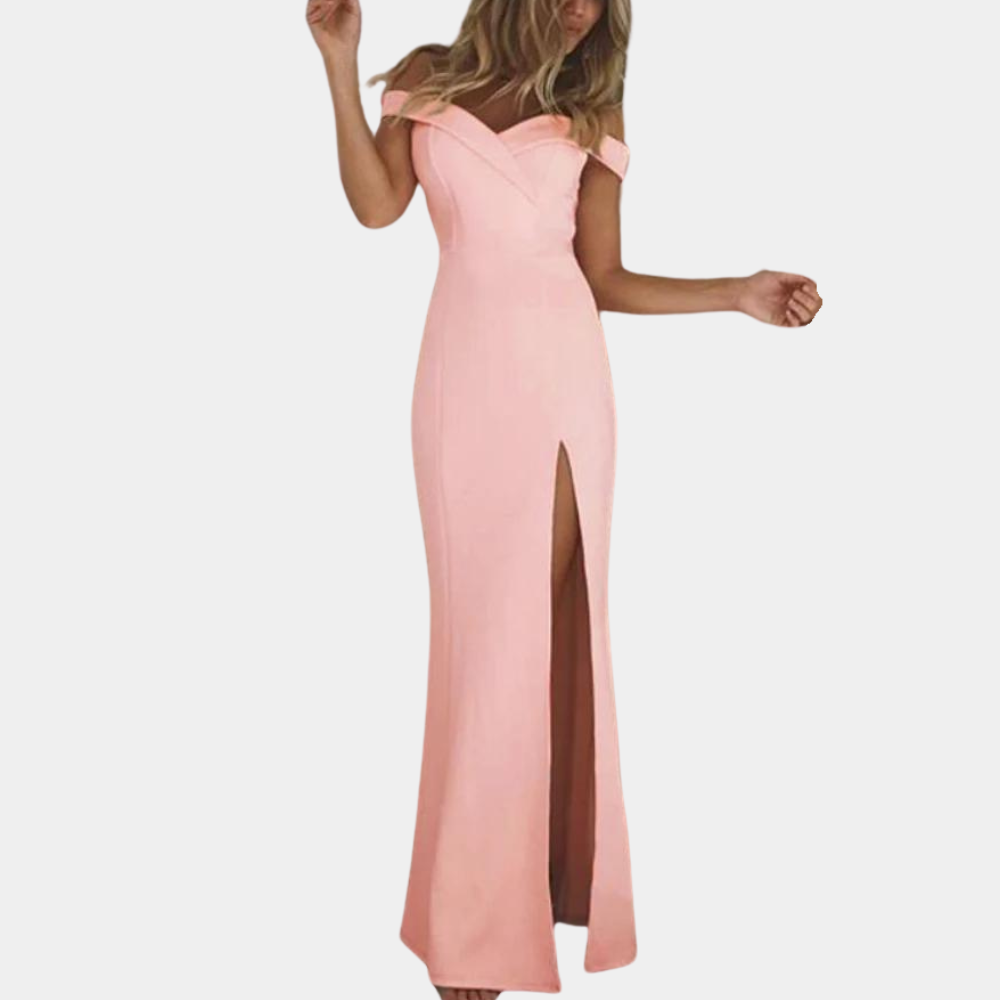 Variant image for Elegantes Off-Shoulder Sommerkleid Damen Lang mit Seitenschlitz für besondere Anlässe-6