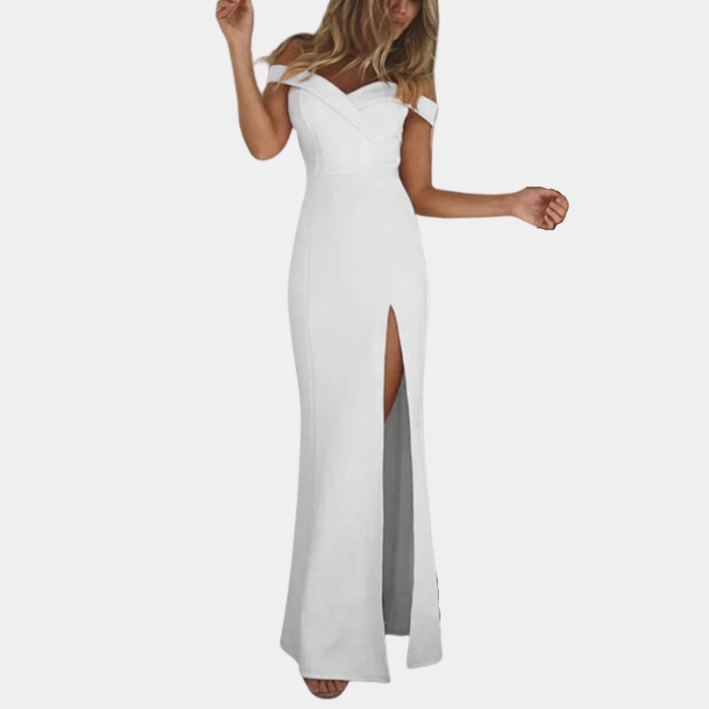 Variant image for Elegantes Off-Shoulder Sommerkleid Damen Lang mit Seitenschlitz für besondere Anlässe-11