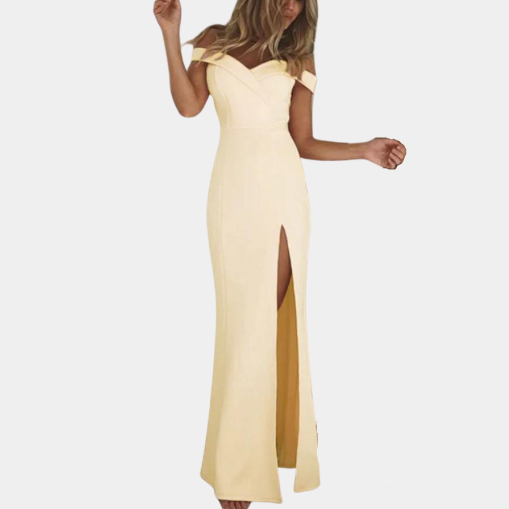 Variant image for Elegantes Off-Shoulder Sommerkleid Damen Lang mit Seitenschlitz für besondere Anlässe-16