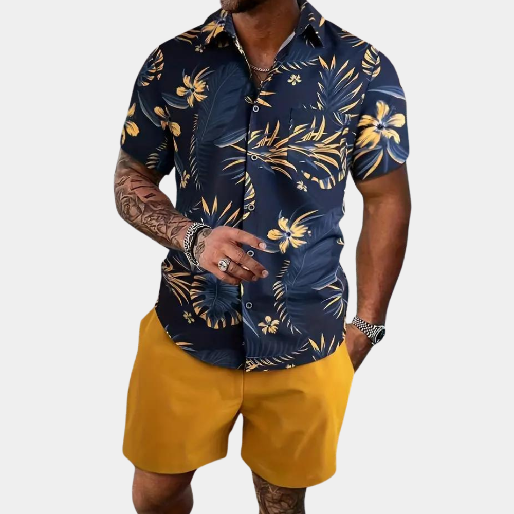 Herren Sommer Outfit Blau Größe M Baumwolle Zweiteilig-2