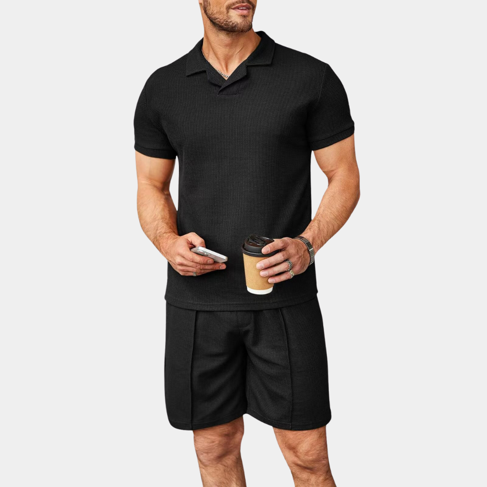 Herren Zweiteiliges Set Blau Größe M Baumwolle - Bequem und Modisch für Frühling und Sommer-4