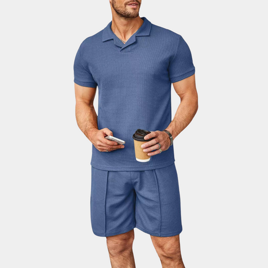Herren Zweiteiliges Set Blau Größe M Baumwolle - Bequem und Modisch für Frühling und Sommer-1