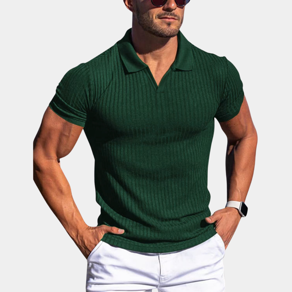 Herren Polo Shirt Slim Fit V-Ausschnitt Baumwolle Modern in Verschiedenen Farben und Größen-3