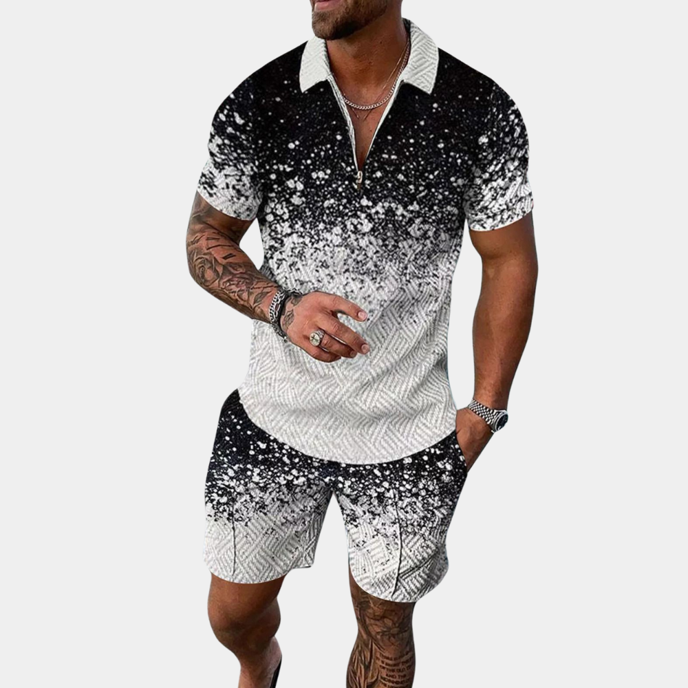 Herren Set Weiß Größe M Baumwolle Polo und Shorts für Männer-3
