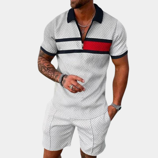 Herren Set Weiß Größe M Baumwolle Polo und Shorts für Männer-1