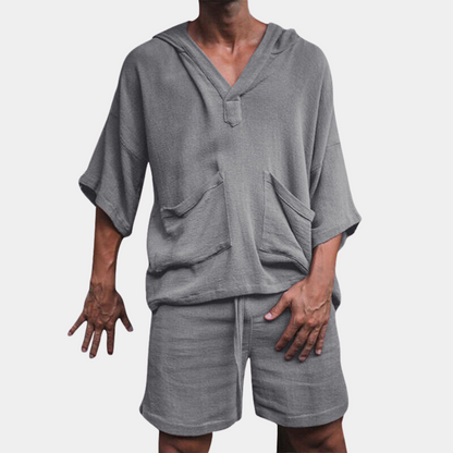 Variant image for Herren Set Beige Größe M Leinen Boho Stil-7
