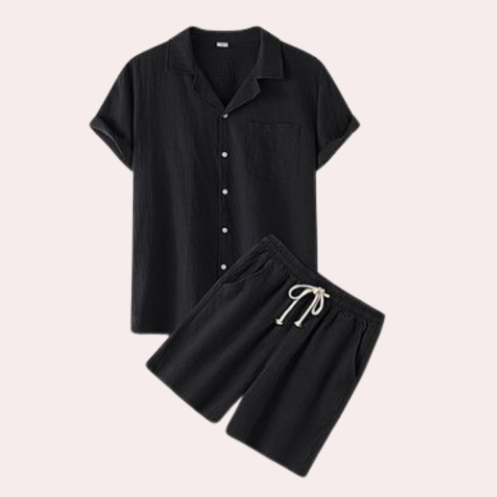 Herren Set Schwarz Größe M Baumwolle – Bequemes Männer Outfit für Freizeit und Sommer-2