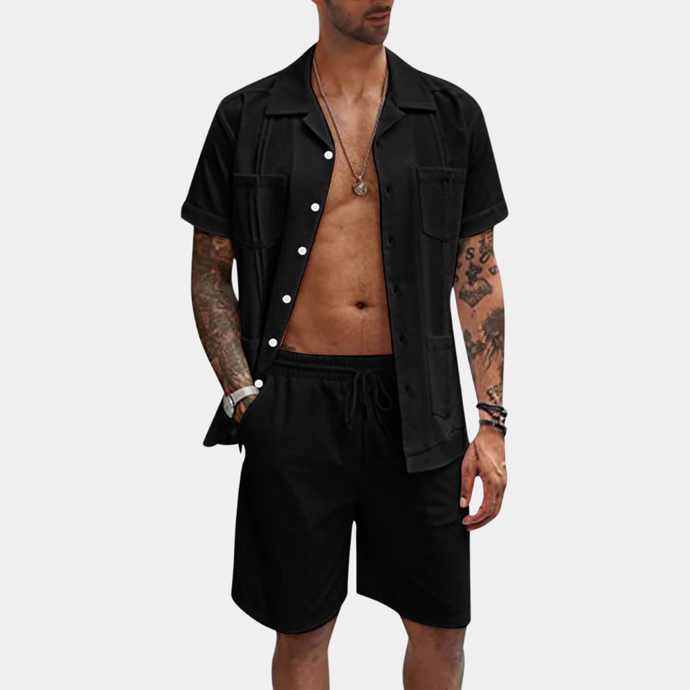 Herren Set Schwarz Größe M Baumwolle – Zweiteiliges Set für Männer mit Eleganz und Komfort-2