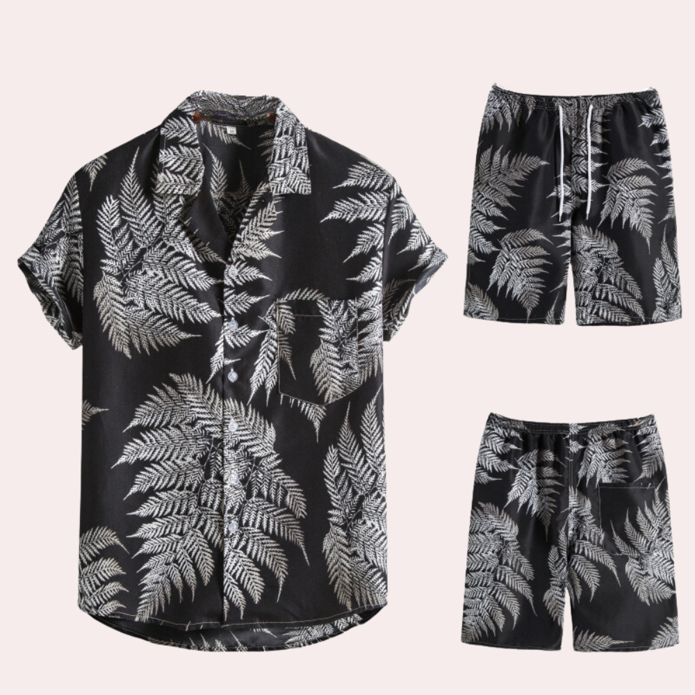 Variant image for Herren Set Bunt Größe M Baumwolle Hawaiianer Outfit für den Sommer-21
