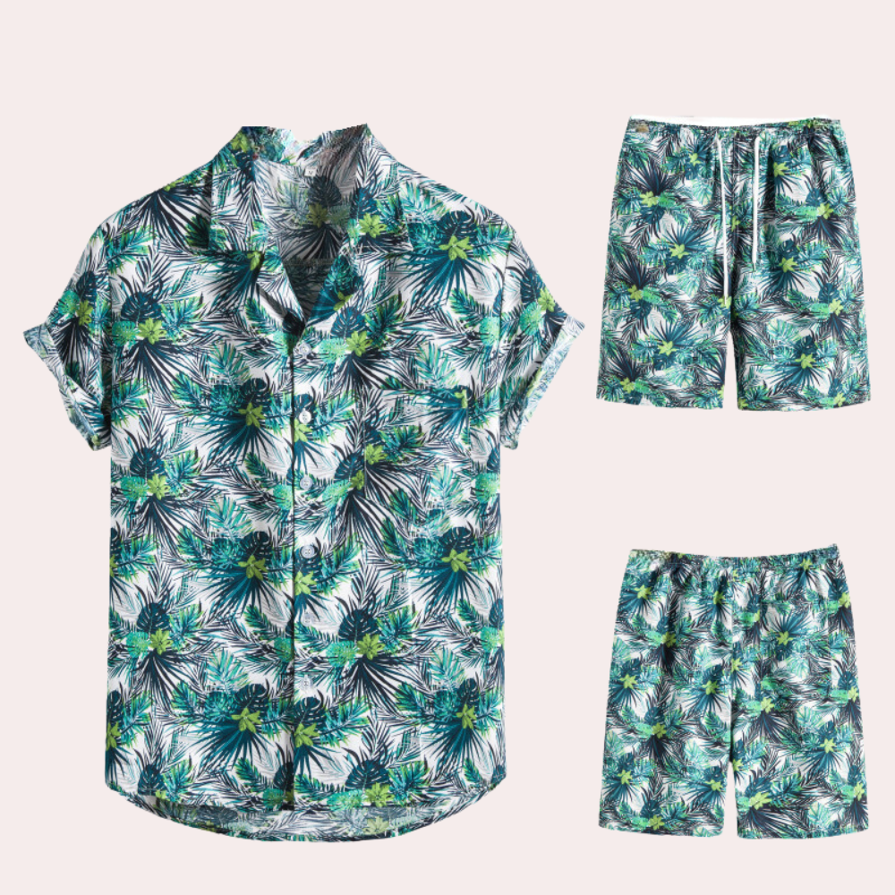 Variant image for Herren Set Bunt Größe M Baumwolle Hawaiianer Outfit für den Sommer-11