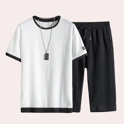Herren Sport Set Schwarz Größe L Baumwolle - Sportbekleidung Männer für Fitness und Freizeit-3