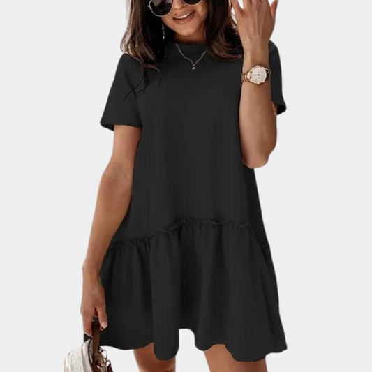 Damen Mini Kleid Khaki Größe M Baumwolle - Sommerkleider Damen für Vielseitige Anlässe-1