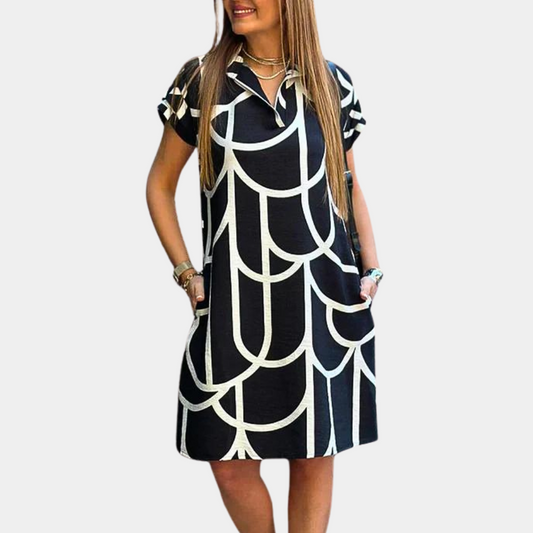 Elegantes Midi-Kleid Damen – Festliche Kleider für Jeden Anlass mit Bezauberndem Druck-1