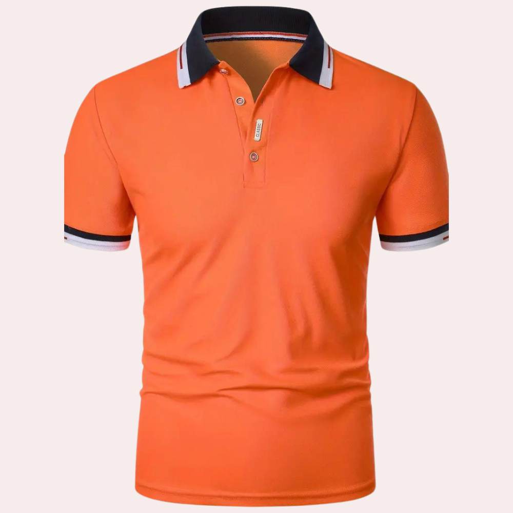 Herren Poloshirt Orange Größe M Hochwertiger Stoff-5