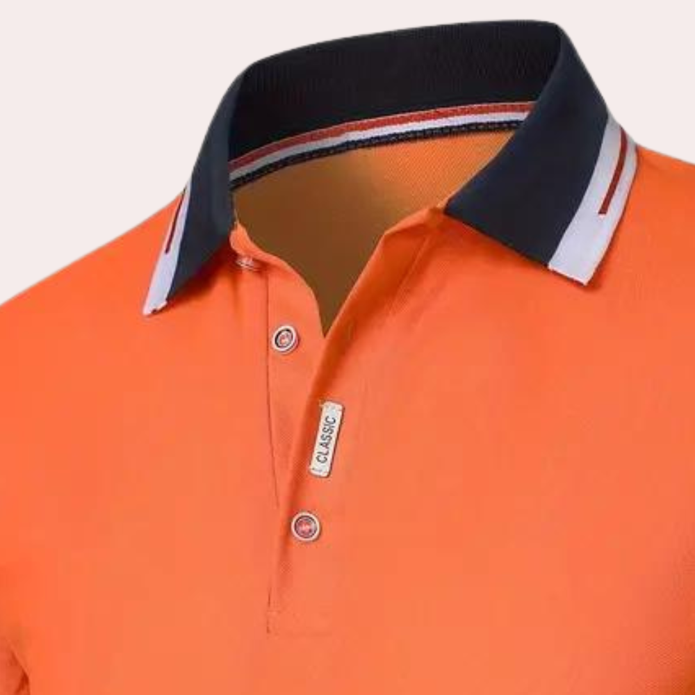 Herren Poloshirt Orange Größe M Hochwertiger Stoff-3