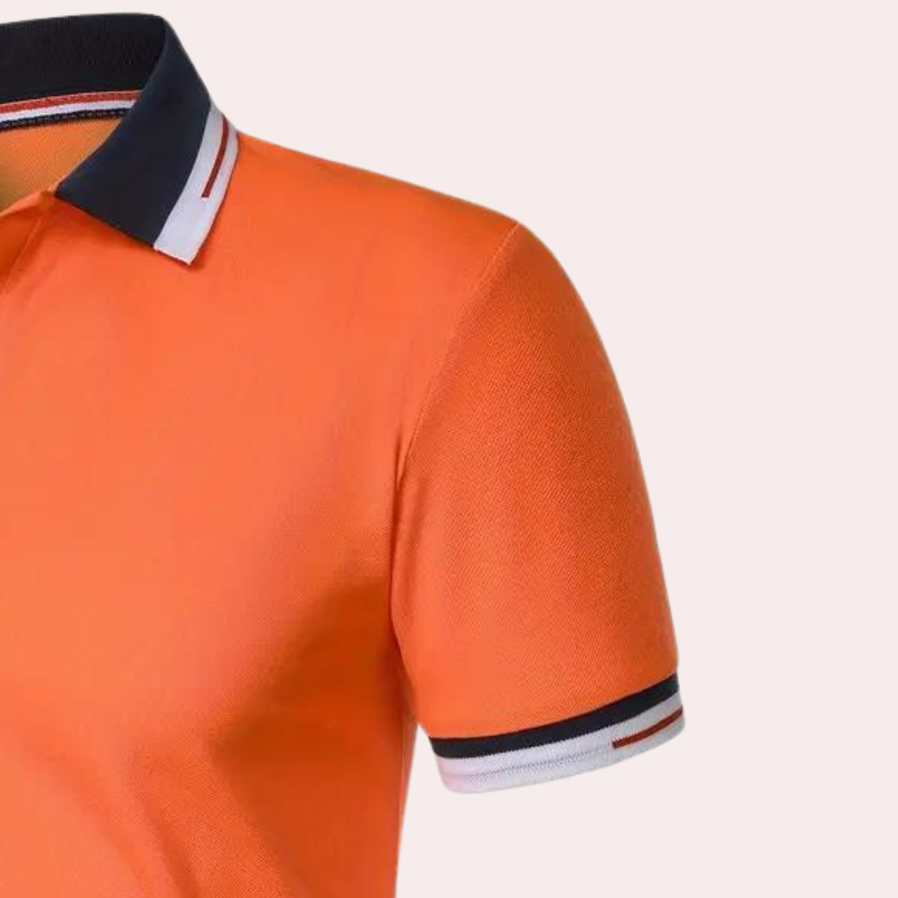 Herren Poloshirt Orange Größe M Hochwertiger Stoff-2