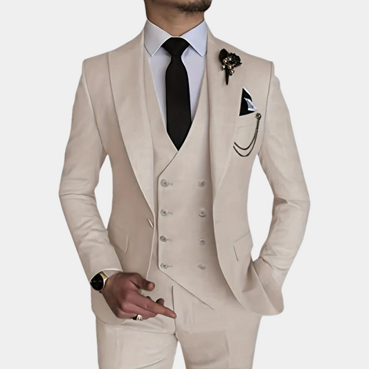 Adron - Elegant Black 3-Piece Men's Suit for Weddings and Formal Events-1