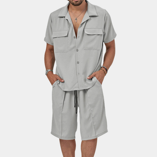 Herren Set Sommer Polo und Shorts Weiß Größe M Baumwollmischung-1