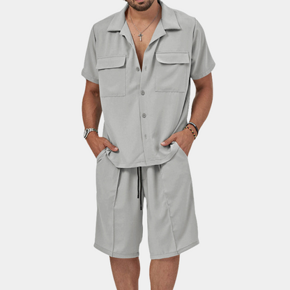 Variant image for Herren Set Sommer Polo und Shorts Weiß Größe M Baumwollmischung-1