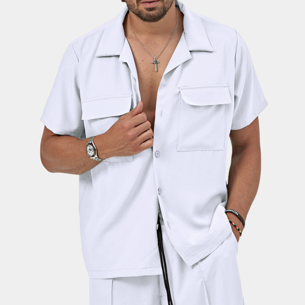 Herren Set Sommer Polo und Shorts Weiß Größe M Baumwollmischung-3