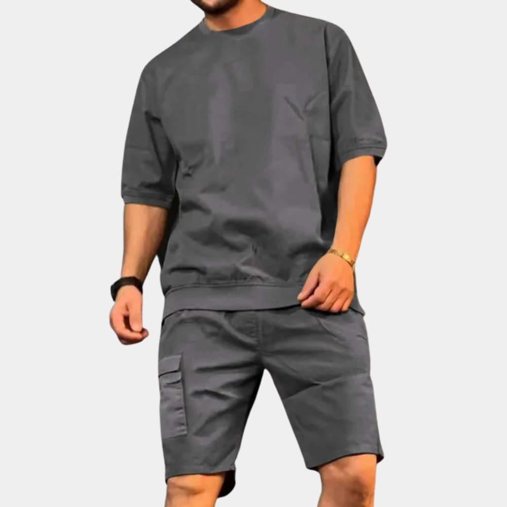 Herren Set Sommer Grau Größe M Baumwolle - Bequem und Trendy für Freizeit und Entspannung-3