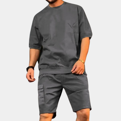 Herren Set Sommer Grau Größe M Baumwolle - Bequem und Trendy für Freizeit und Entspannung-3