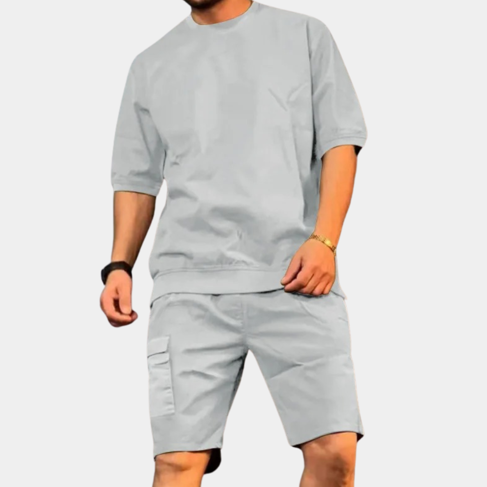 Herren Set Sommer Grau Größe M Baumwolle - Bequem und Trendy für Freizeit und Entspannung-5