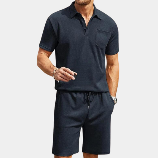 Herren Set Marineblau Größe M Baumwolle - Elegantes Männer Set für Sommerlooks-1