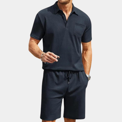 Variant image for Herren Set Marineblau Größe M Baumwolle - Elegantes Männer Set für Sommerlooks-1