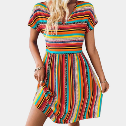 Variant image for Damen Kleid Gestreift Orange Größe M Baumwolle-11