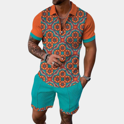 Herren Set Orange Größe M Baumwolle - Vintage-inspiriert für Sommeraktivitäten-3