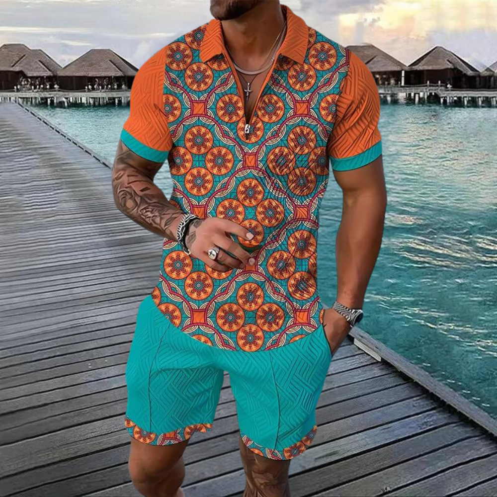 Variant image for Herren Set Orange Größe M Baumwolle - Vintage-inspiriert für Sommeraktivitäten-6