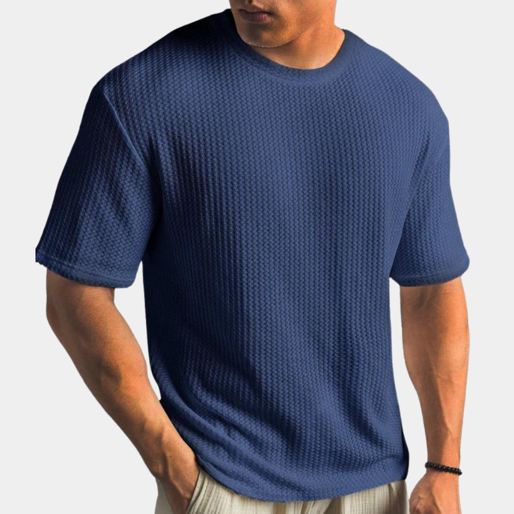 Herren T-Shirt Rippenstruktur Bequem Atmungsaktiv Baumwolle-3