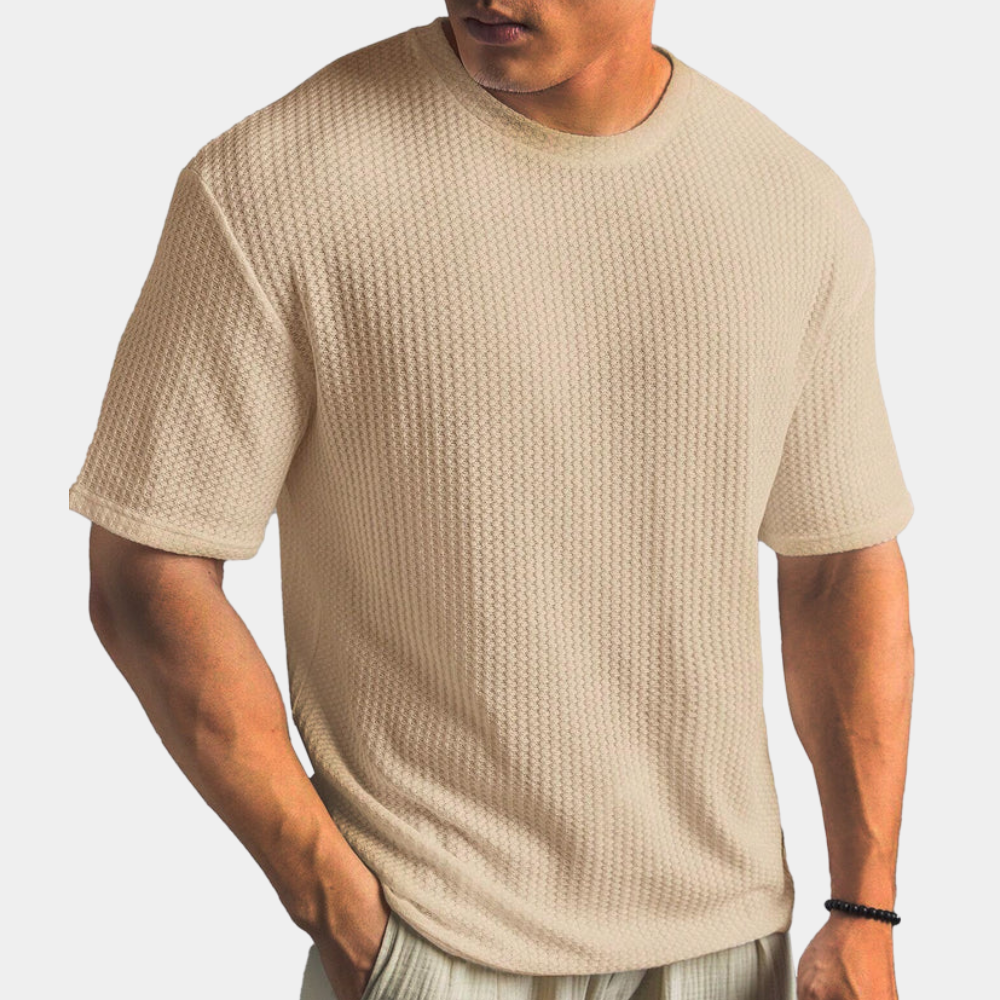 Herren T-Shirt Rippenstruktur Bequem Atmungsaktiv Baumwolle-5