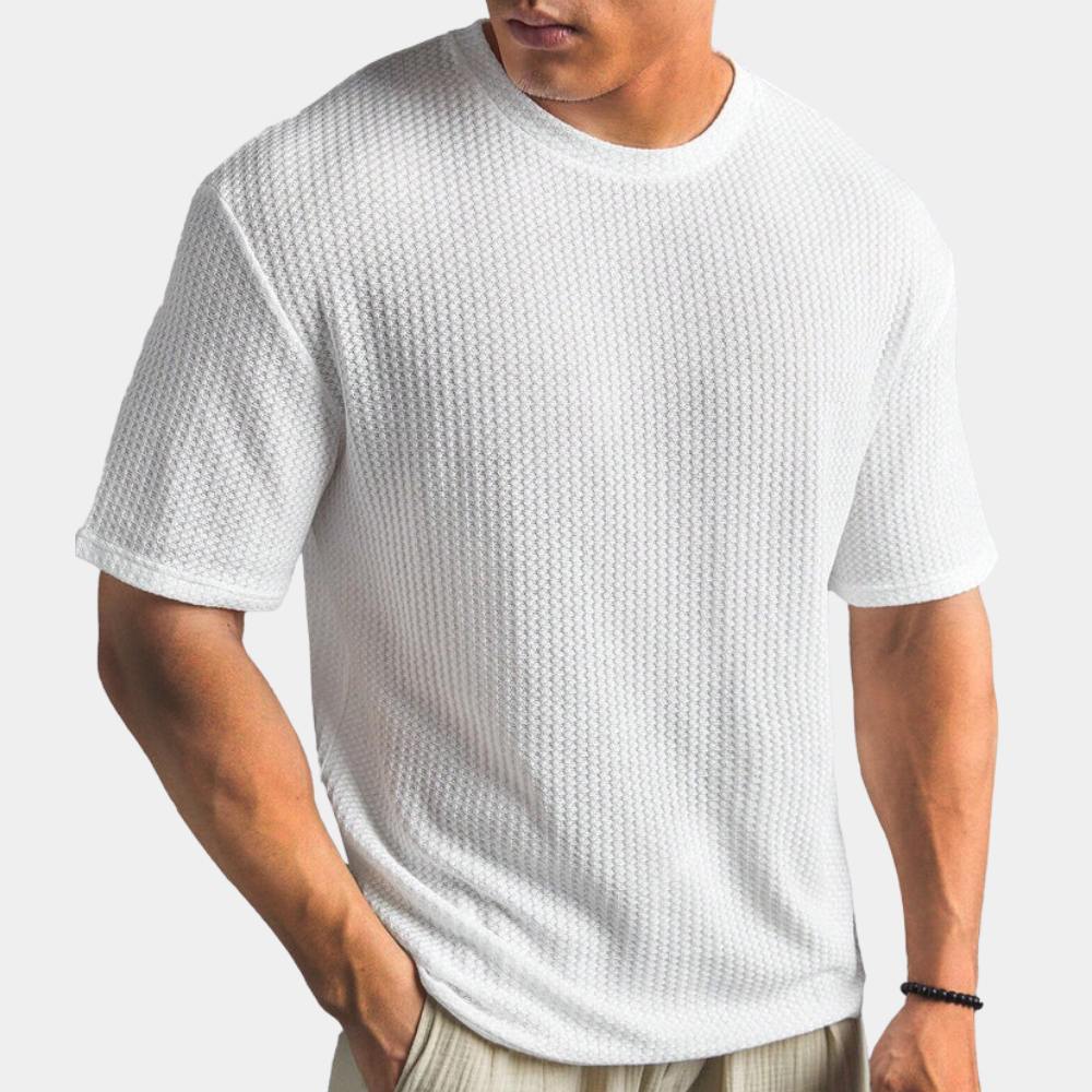Herren T-Shirt Rippenstruktur Bequem Atmungsaktiv Baumwolle-6
