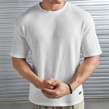 Herren T-Shirt Rippenstruktur Bequem Atmungsaktiv Baumwolle-2