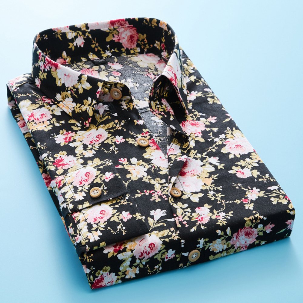 Herren Hemd Langarm Paisley Muster Komfortabel Atmungsaktiv-6