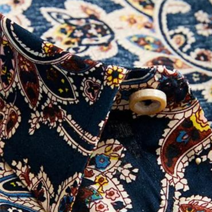 Herren Hemd Langarm Paisley Muster Komfortabel Atmungsaktiv-3