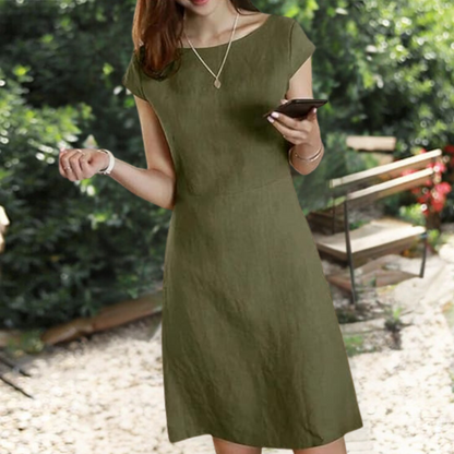 Variant image for Damen A-Linien Kleid Grün Größe M Baumwolle Leinen - Elegantes Sommerkleid für Komfort und Stil-6