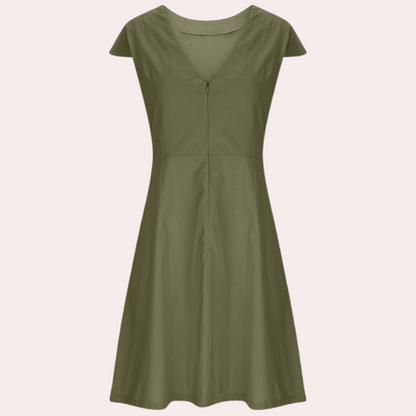 Damen A-Linien Kleid Grün Größe M Baumwolle Leinen - Elegantes Sommerkleid für Komfort und Stil-4