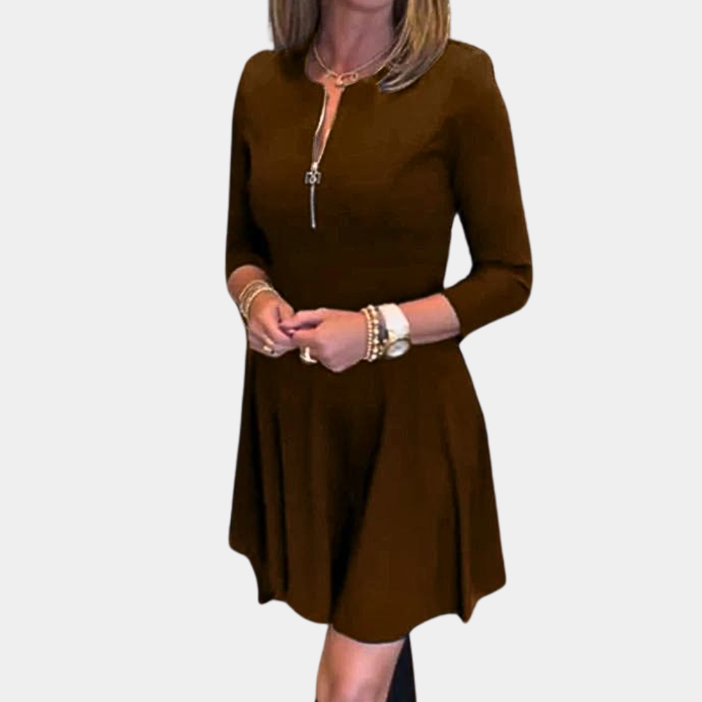 Damen A-Linien Kleid Braun Größe M Polyester - Elegantes Sommerkleid für jeden Anlass-5