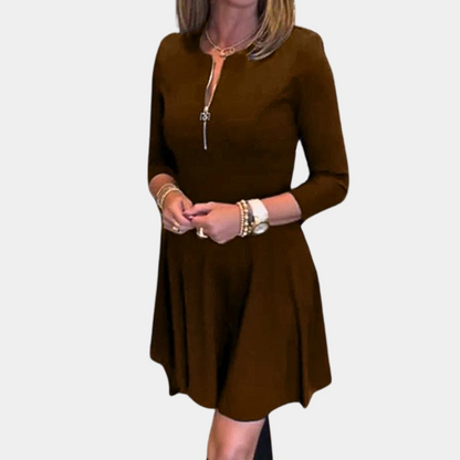 Damen A-Linien Kleid Braun Größe M Polyester - Elegantes Sommerkleid für jeden Anlass-5